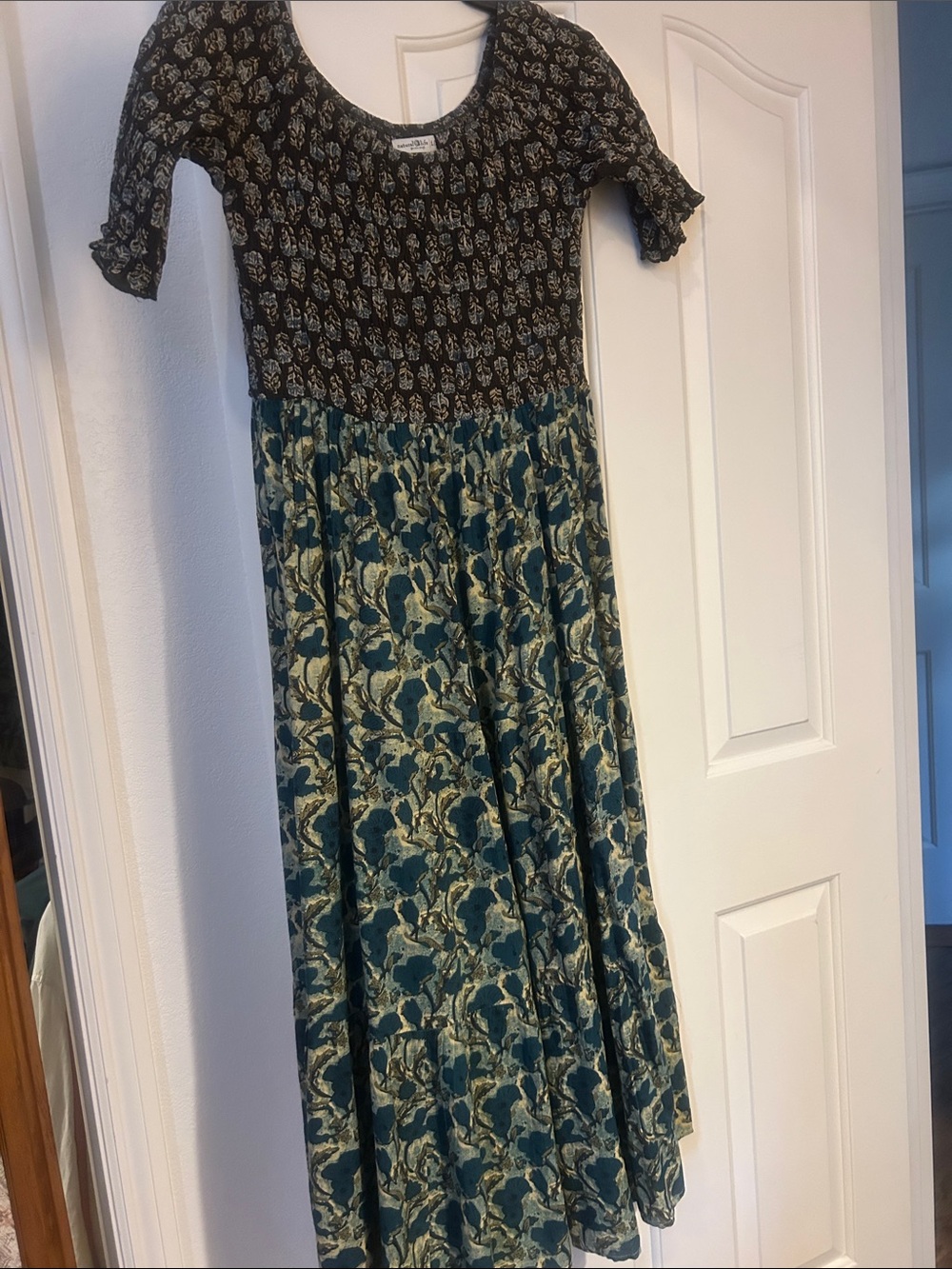 NATURAL LIFE Teal and Black Floral Maxi Dress